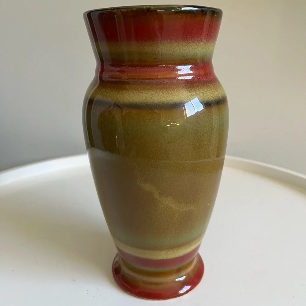 Vintage Ceramic Pottery Earth Tones Gloss Vase